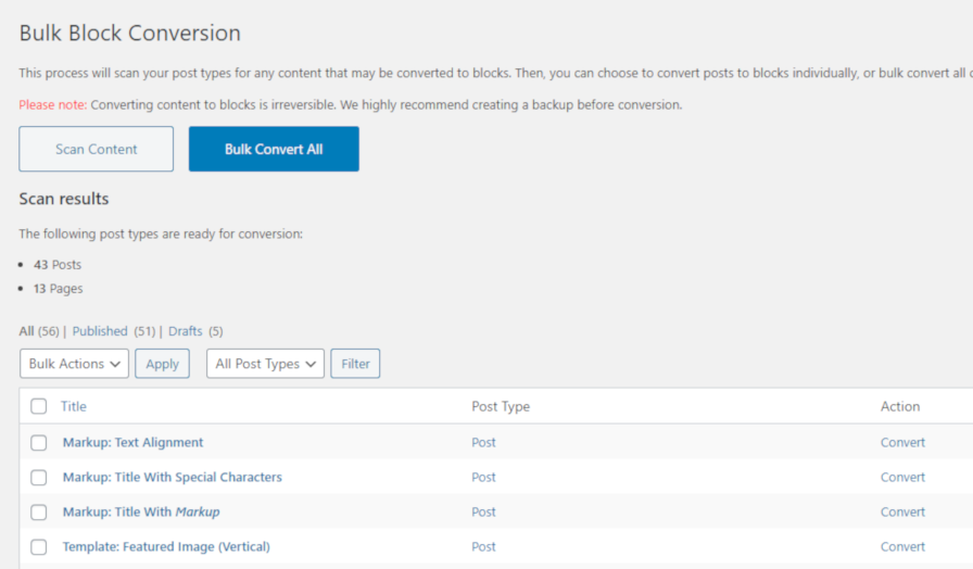 Convert Classic Content to Blocks With the Bulk Block Converter Plugin